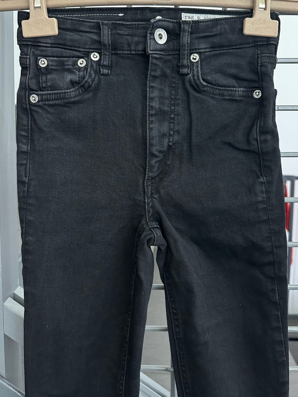 rag & bone Women's Black Dark Wash Nina High Rise Skinny Jeans Stretch Sz 23